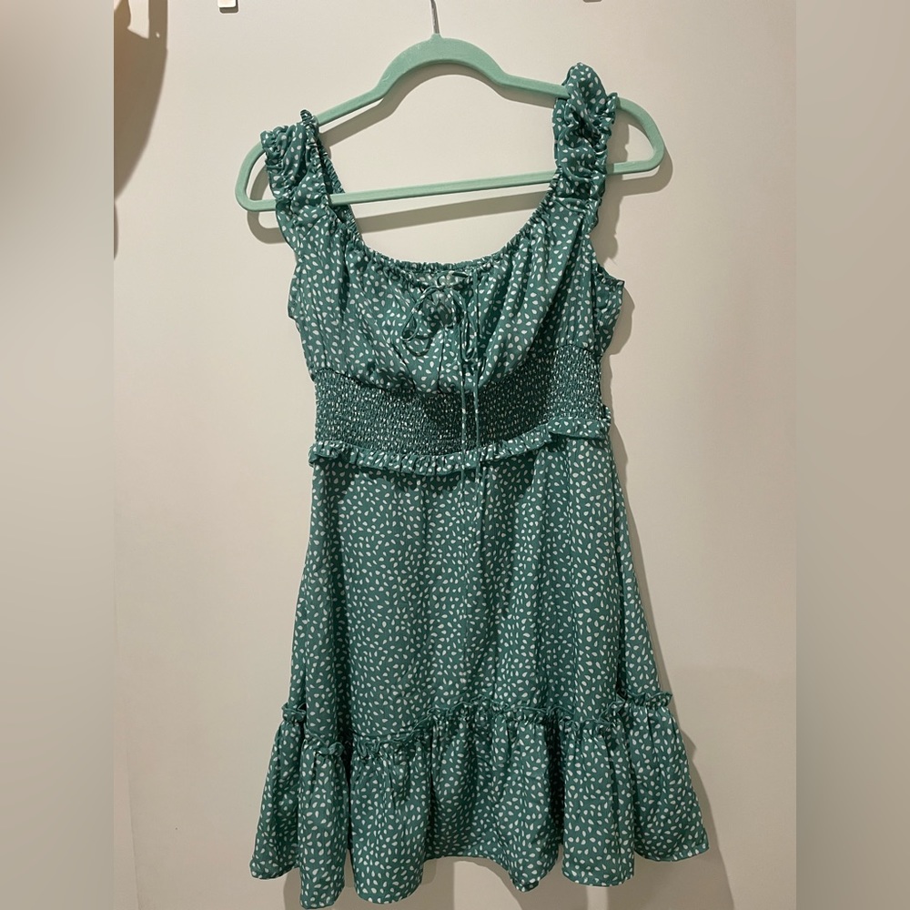Green sundress with adjustable bow in front